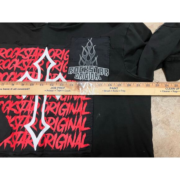 Rockstar Original Tour Mens Large Streetwear Black Red Pullover Hoodie Hip Hop - Picture 4 of 6